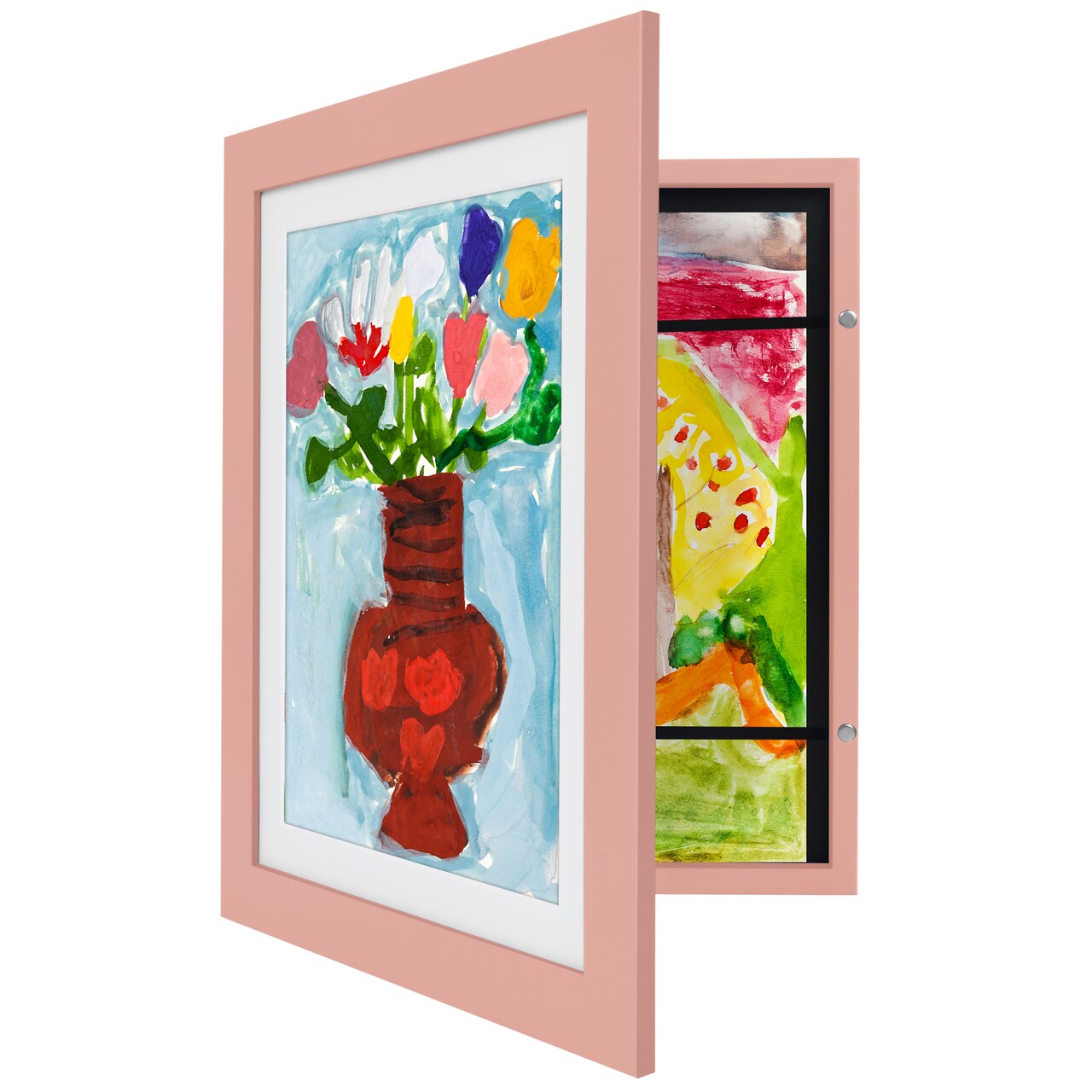 Americanflat 10x12.5 Kids Art Frame - 8.5x11 with Mat or 10x12.5 without Mat - Kids Artwork Frame - Magnetic Frame Closure - Shatter Resistant Glass - Hanging Hardware